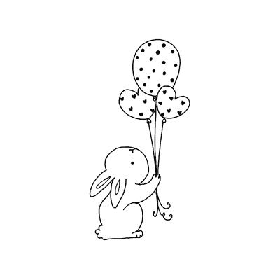 Impronte d’Autore Coniglietto palloncini Unmounted Rubber Stamp - Hase mit Ballons
